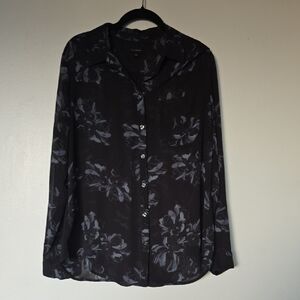 Ann Taylor Men's Dark Floral Button Down Shirt